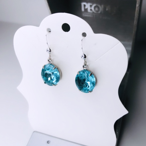 ♡ 2 for 20$ ♡ Sky Blue Gemstone Pendant Earrings - Picture 2 of 4